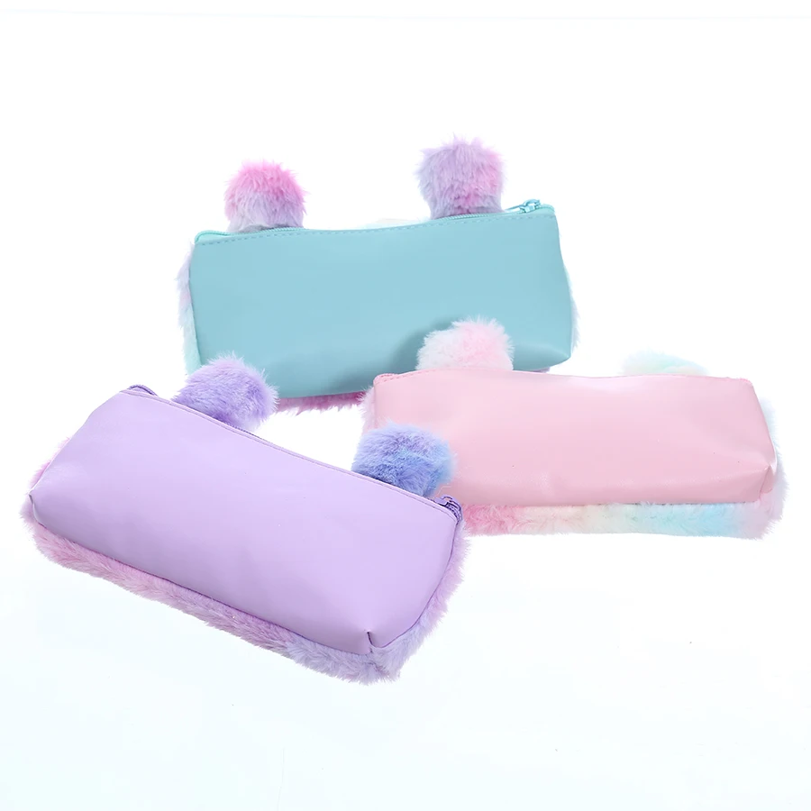 Милые меховые сумки для кистей макияжа с единорогом женская косметичка вышивкой