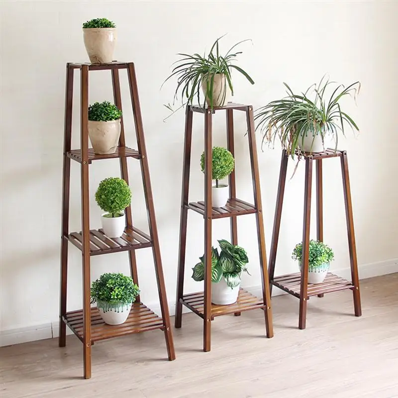 

1PC Modern Living Room Storage Shelf Indoor Flowerpot Shelf Balcony Flower Rack Double-layer Green Plant Flower Rack (Coffee)