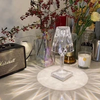 crystal table lamp usb rechargeable acrylic decoration lampada bedroom bedside bar diamond lighting fixtures gift night light