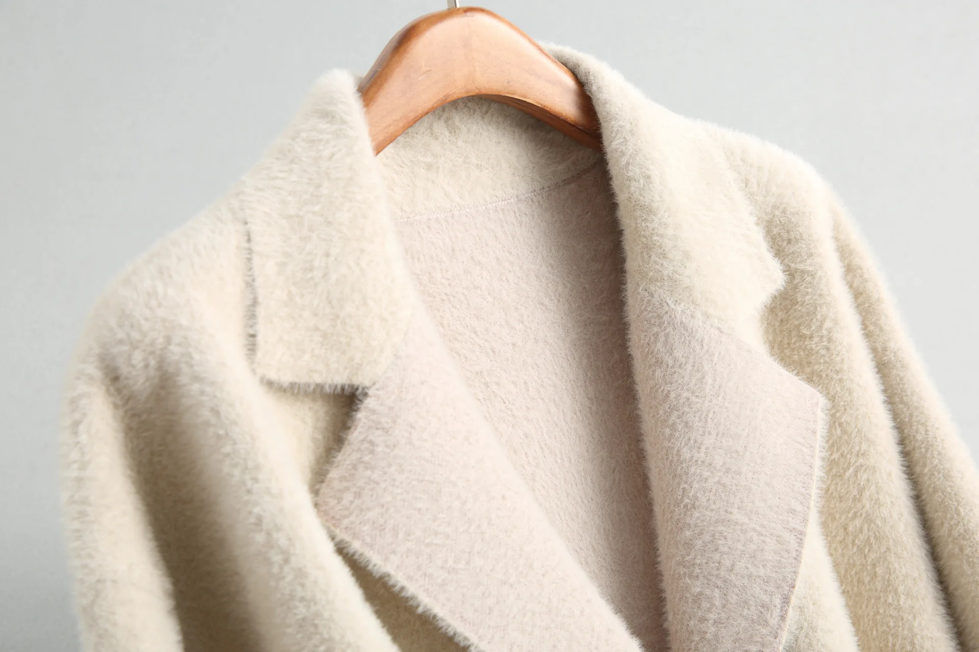 New Imitation Mink Velvet Long Sleeve Suit Collar Minimalist Style Coat Adjustable Waist