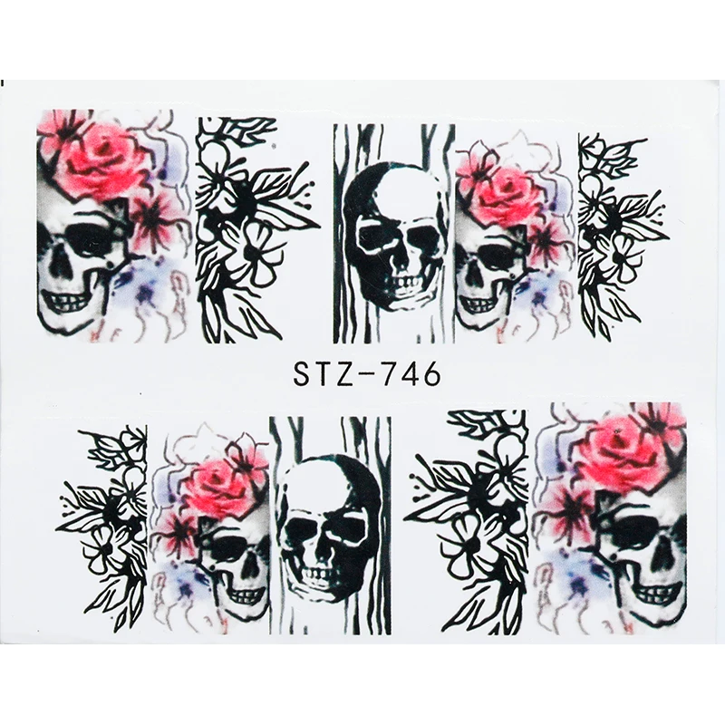 1 шт Хэллоуин наклейки для ногтей Ужас Череп Кость сексуальные большие глаза