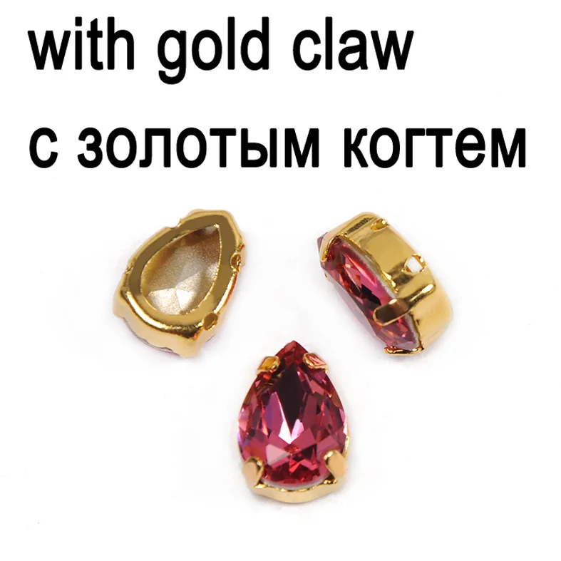 Crystal with gold CTPA3bI блеск цвета фуксии стекло кристалл для нашивки камень с когтями Стразы DIY аксессуары для одежды свадебное платье украшение - Цвет: Crystal with gold