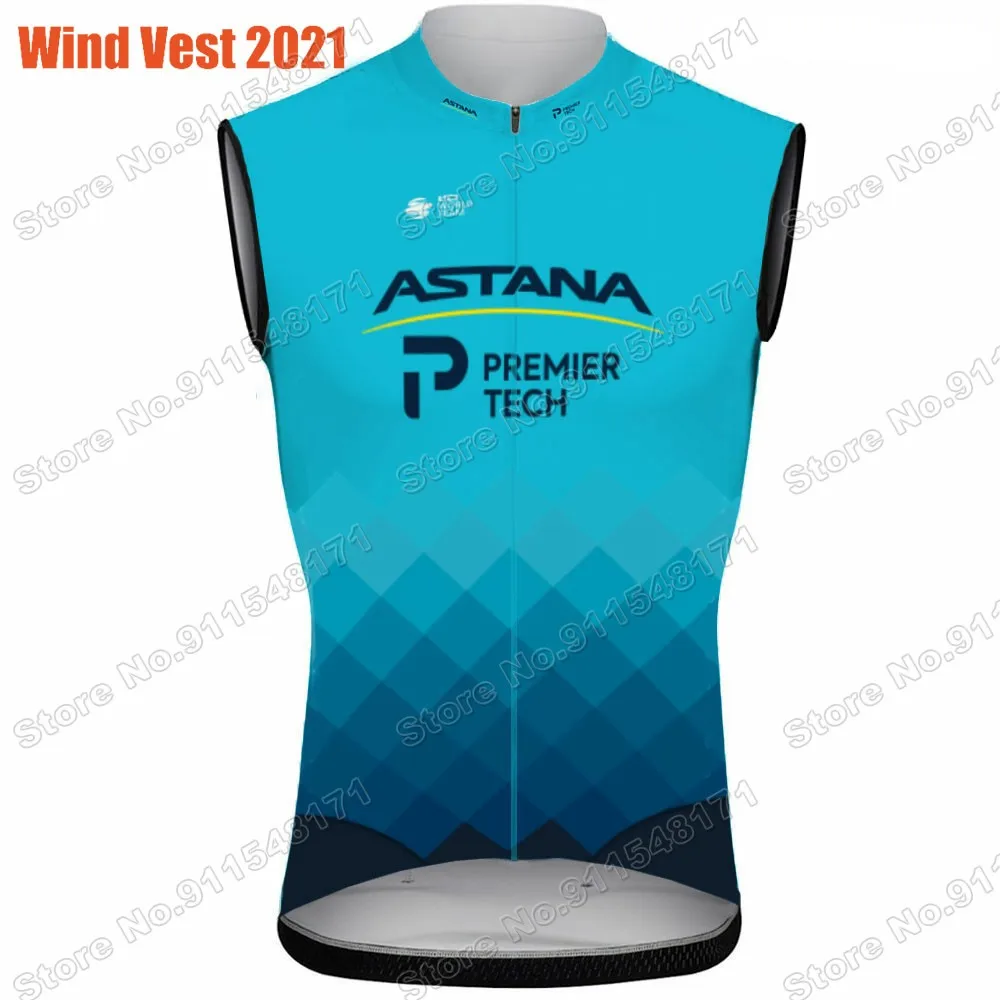 

2021 Mens Astana Team Windproof Lightweight Wind Vest Maillot Cycling Vest Race Road Cycling Jersey Sleeveless MTB Ropa Ciclismo