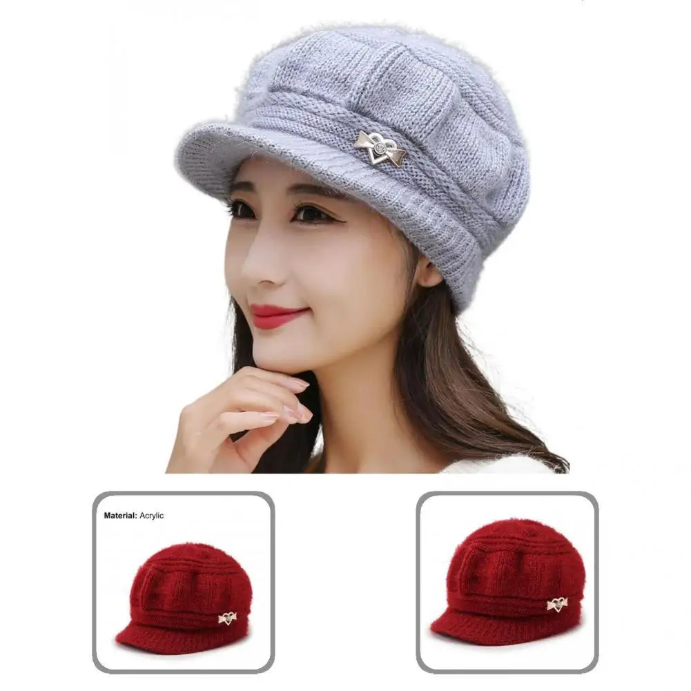 

Peaked Hat All Match Autumn Winter Sun Protection Pure Color Knitting Hat Peaked Cap Fashion Accessories