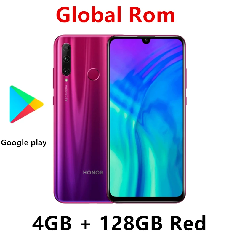 Global Rom Honor 20i Honor 20 lite мобильный телефон 6,21 дюймов Hisilicon Kirin 7 Восьмиядерный Android 9,0 отпечаток лица ID - Цвет: 4G 128G Red