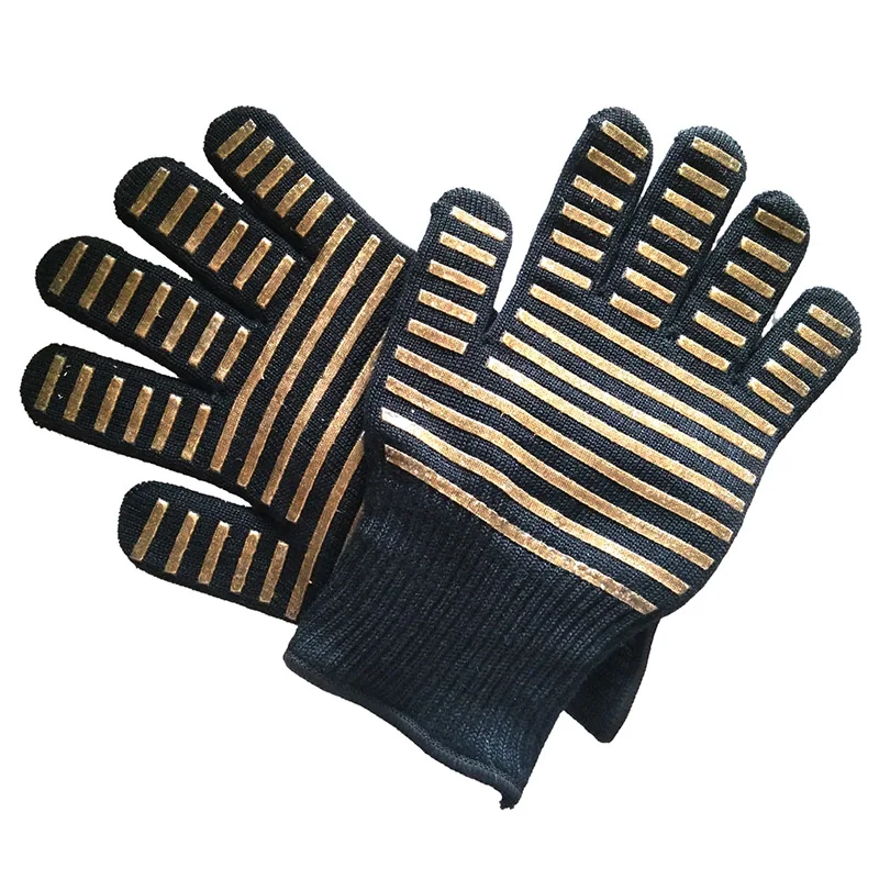 sivler glove 2 шт FSUP защитные перчатки 500 °C термостойкие перчатки для барбекю Кухонные противопожарные перчатки для микроволновой печи - Цвет: sivler glove