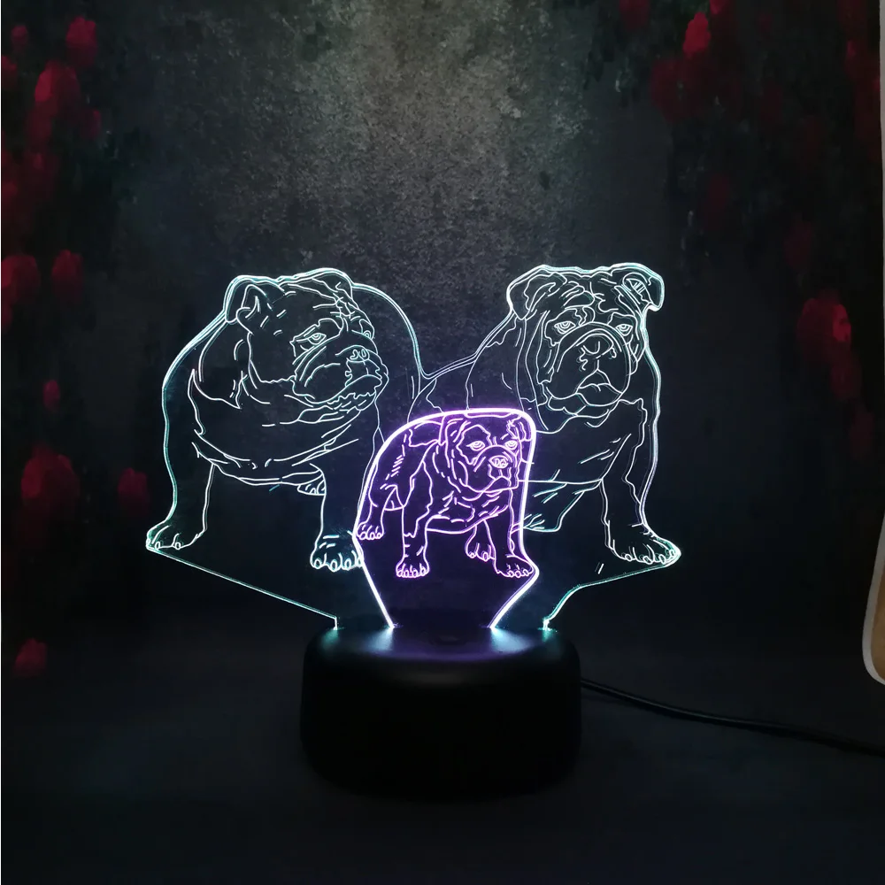 Иллюзия визуальный светодиодный 3D стерео настольная лампа собака Pooch семейная
