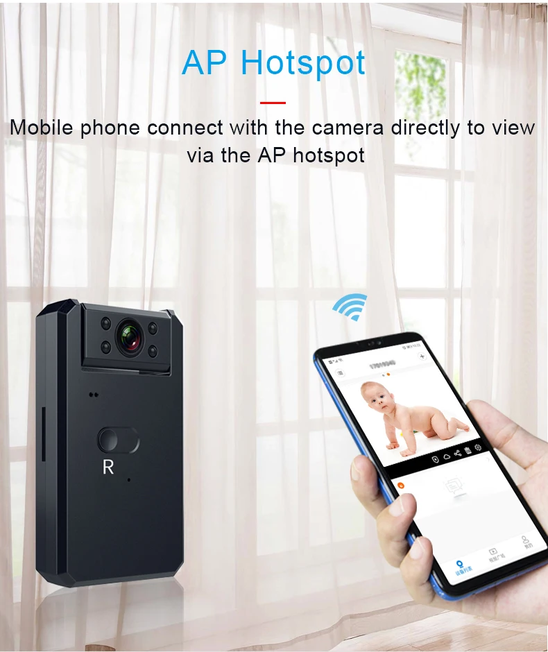 Беспроводная мини-камера, умная WiFi видеокамера, точка доступа AP, 720P HD, ночное видение, видео, микро маленькая Ip камера, обнаружение движения, Vlog Espia