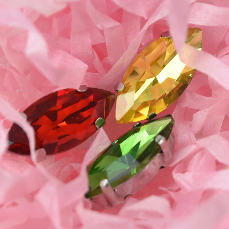 50 шт./лот стеклянные стразы конский глаз в форме листа/каплевидной формы