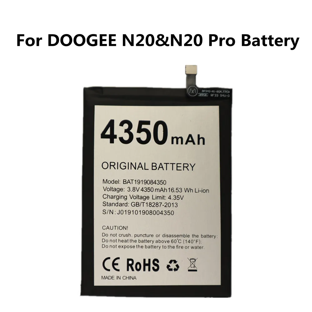 

Аккумулятор BAT1919084350 Для DOOGEE N20 N20Pro N20 Pro 4350 мАч, Высококачественная стандартная батарея