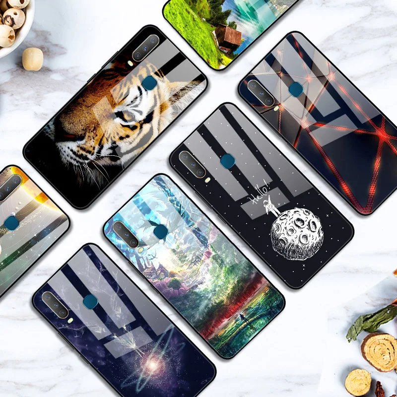 ДЛЯ VIVO Y17 чехол из закаленного стекла с изображением планеты космос, чехол из стекла для Vivo Y17 Y 17 VivoY17 1902, чехол для Vivo Y3 Y12 Y15