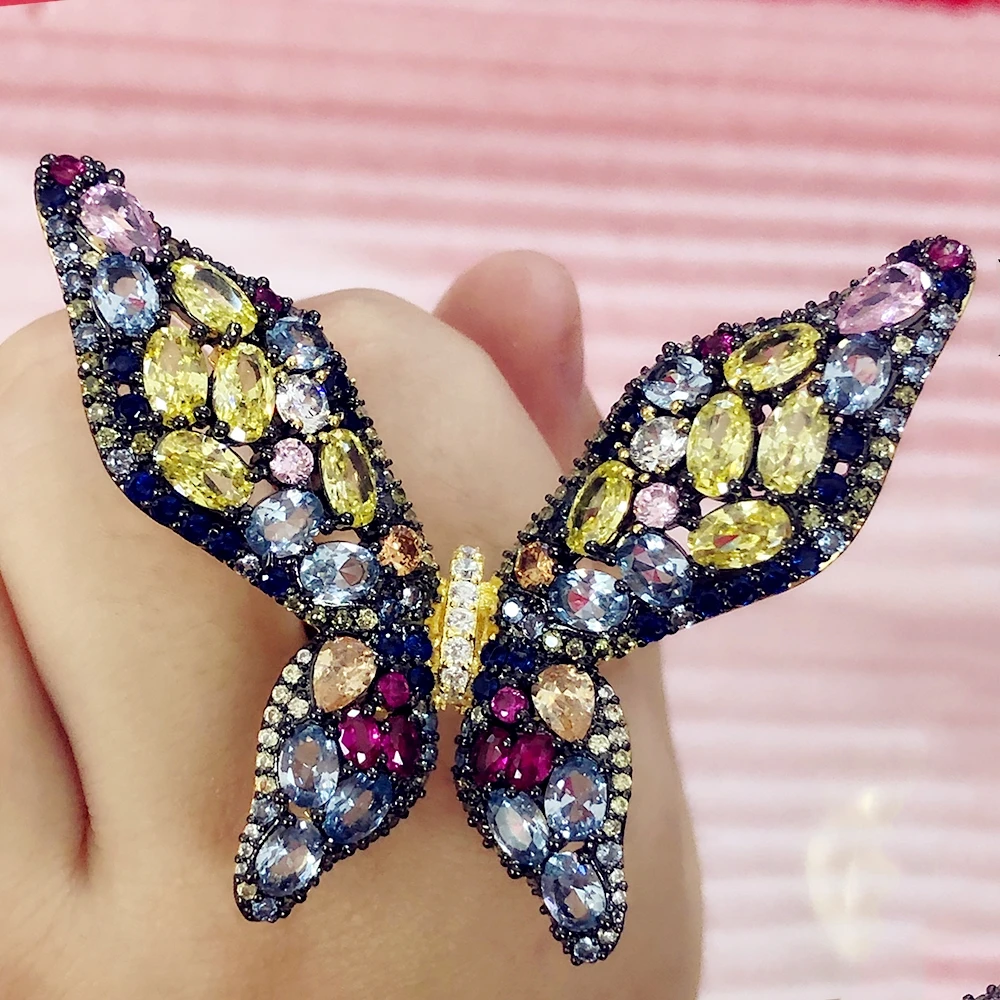 GODKI корейские роскошные кольца бабочки для женщин Свадебные обручальные с