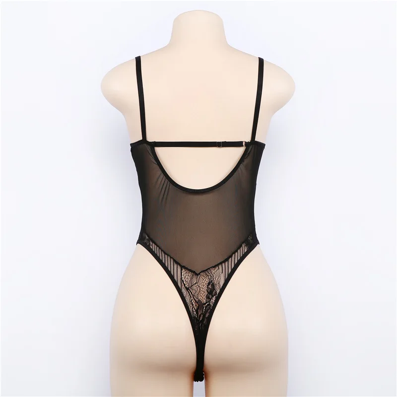 

Summer Jumpsuits Women Bodyon Playsuits Bandage Transparent Thin Lace Bodysuits 2019 Women's Sexy Club Streetwear Rompers