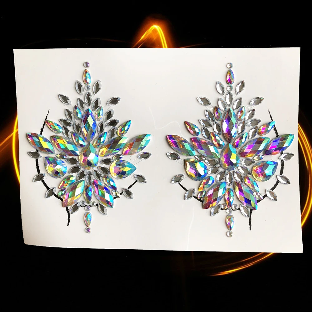 DIY Diamond Breast Sticker Flash Chest Crystal Decor Tribal Style Acrylic Resin Drill For Party Show Gems Nipple Styling Tools | Красота и
