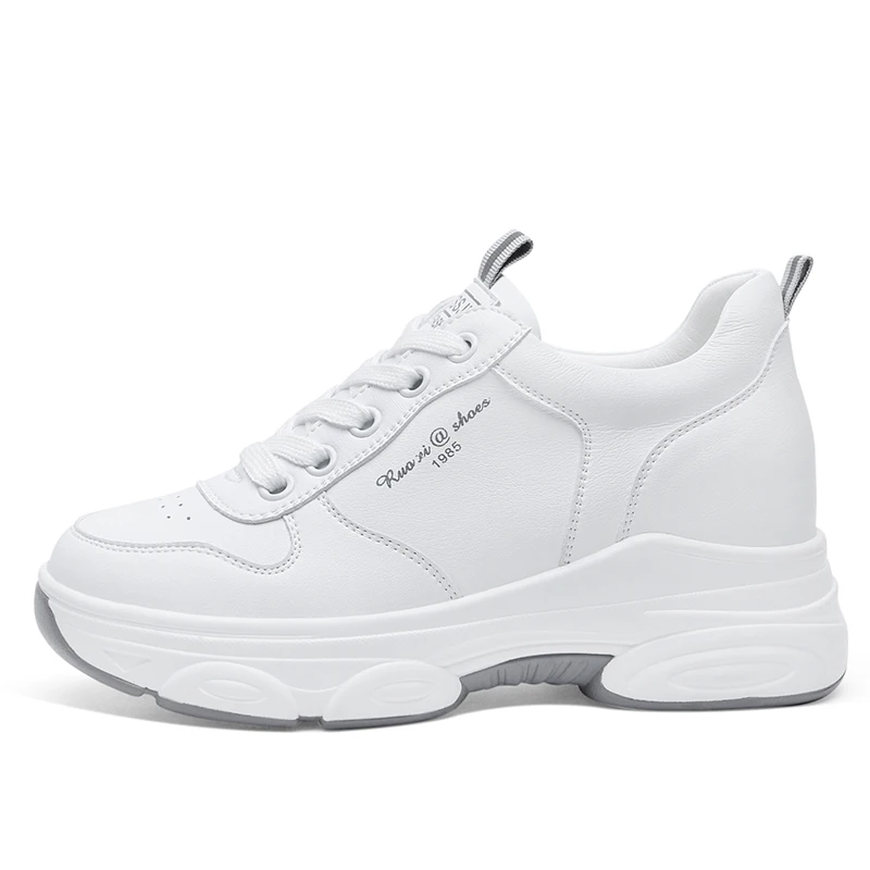 

Round-Toe Thick-Soled Low-Top Shoes, Inner Heightening Solid Color Casual Shoes, Waterproof Platform Women'S Shoes