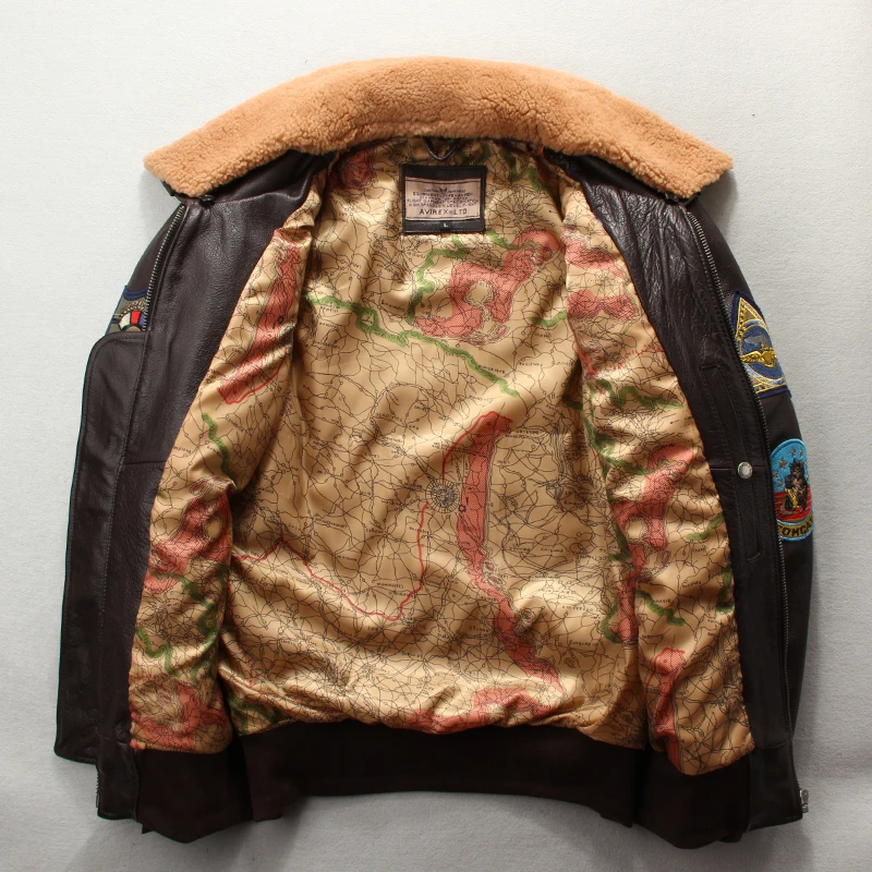 

Factory 2020 Men Air Force Pilot Jacket Warm Fur Woll Collar Genuine Leather Jacket Casual Thick Cowhide Cold Winter Russia Coat