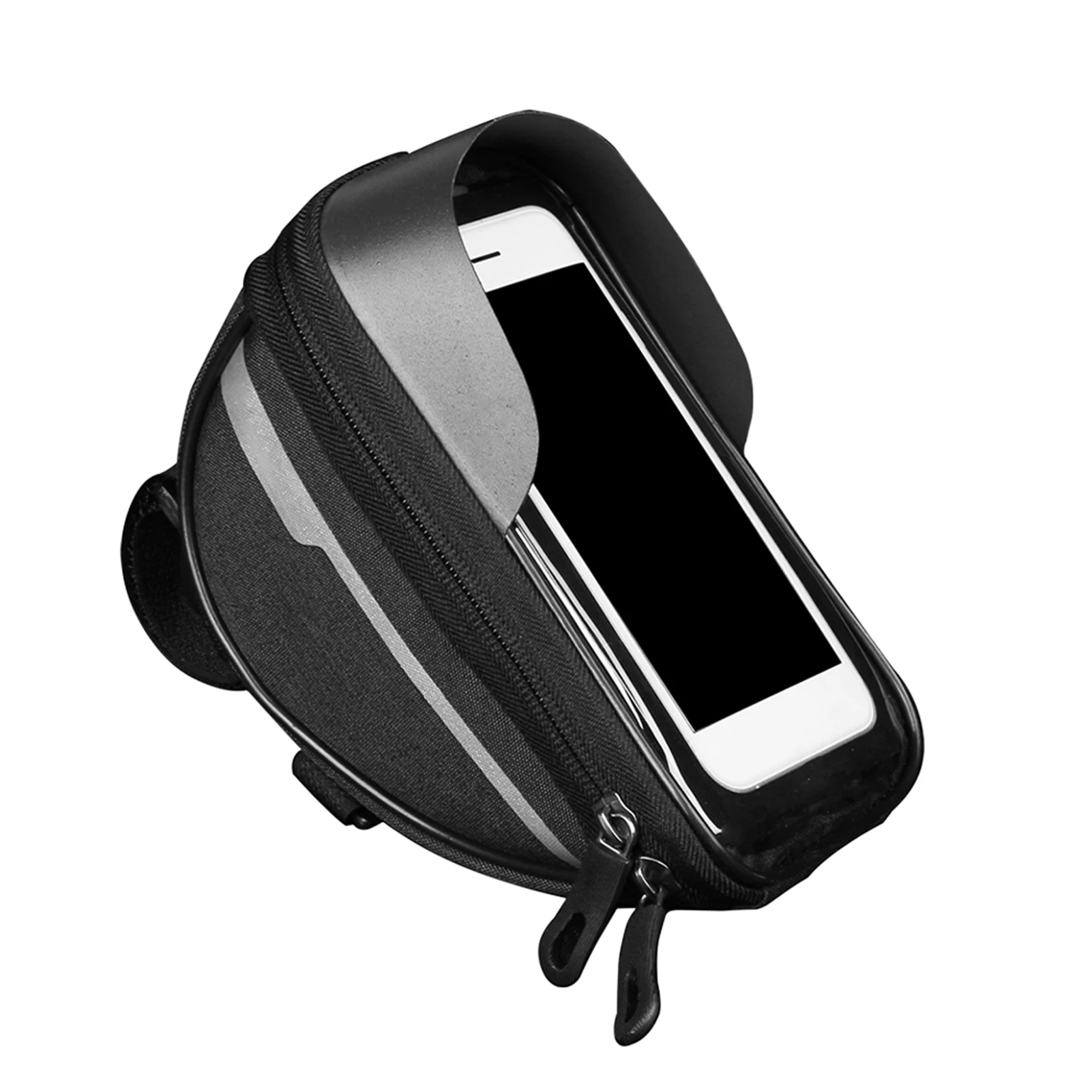 

Dual Zippers Bike Phone Bag Storage Outdoor With Sun Visor Large Capacity Waterproof Pouch Top Tube Touch Screen Front Frame
