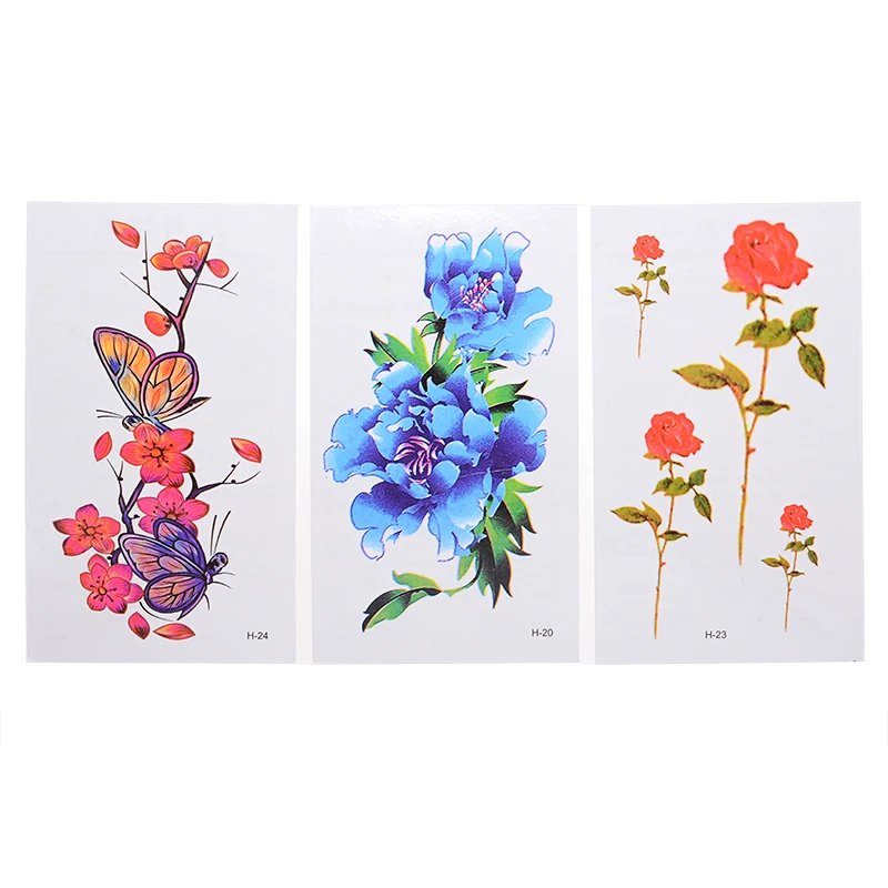 

60pcs/Set Temporary Fake Tattoo Flowers Butterfly Stickers Water Transfer Tatoo Legs Arms Decal Waterproof Long Lasting
