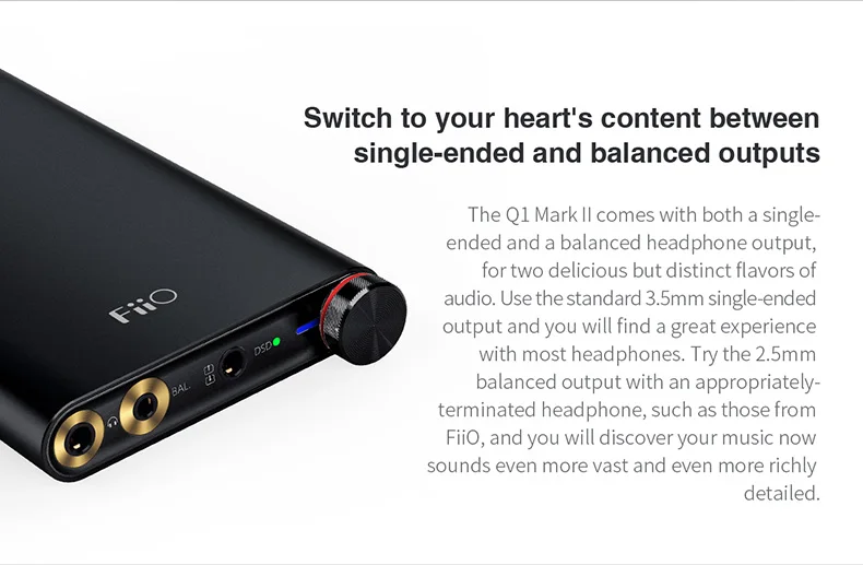 FiiO родная DSD USB DAC/усилитель Q1 MKII для Apple iPhone iPad, FiiO DAC Ampifiler для Android/компьютера/sony/Xiaomi