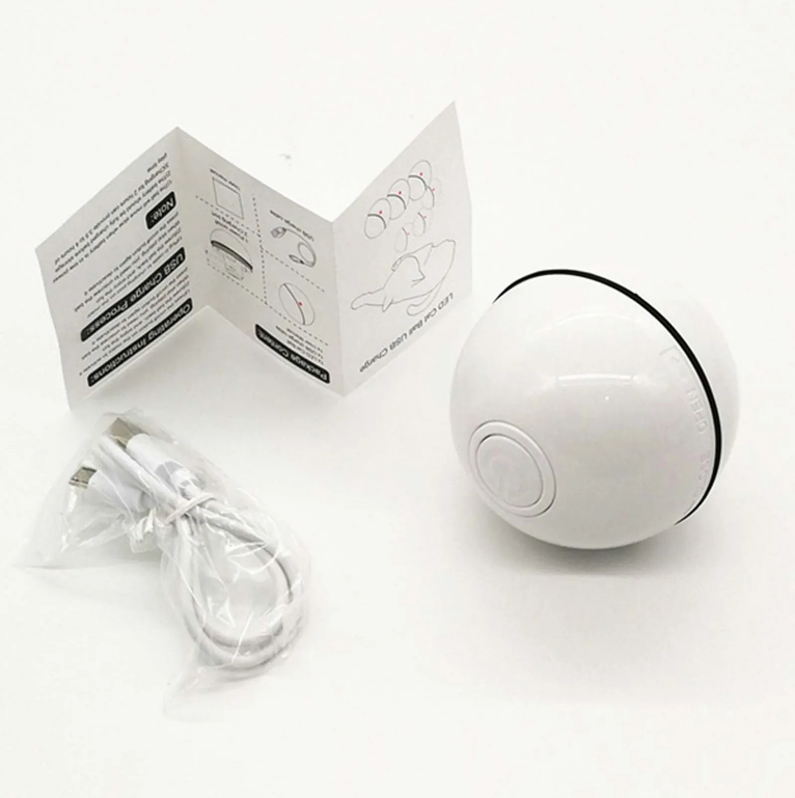

USB Cat Interactive Toy Ball Auto Rotating Redirection Rolling Ball with Flashing Red Light for Catching Kitten's Eyes