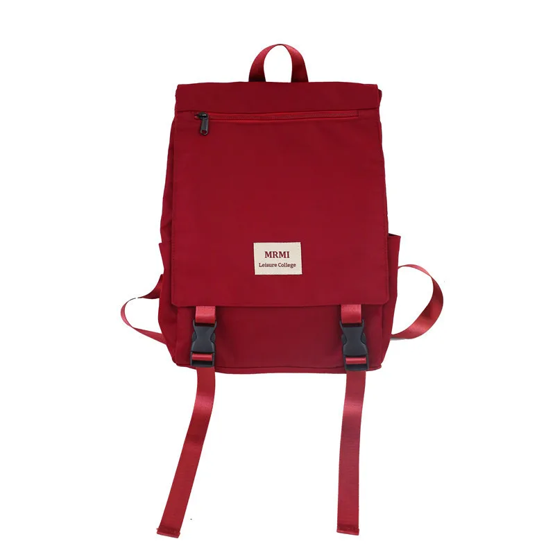 

College style labeling literary girl big cover girlfriends couple student schoolbag solid color casual backpack