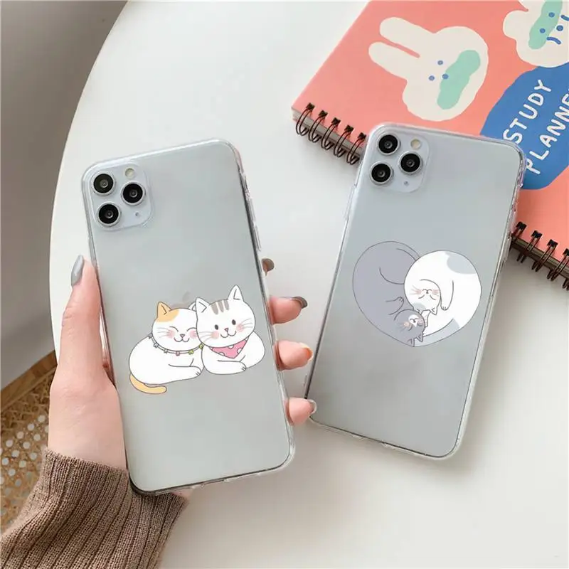 

Cute Cat Painting Phone Case Clear Transparent for iPhone 11 12 13 mini pro XS MAX 8 7 6 6S Plus X 5S SE XR 2020