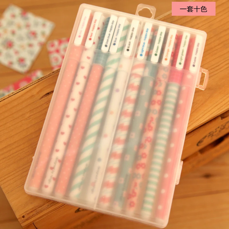 

10pcs/lot 0.38mm gel pen South Korea creative stationery fresh floral watercolor pen color gel ink pen colored gel pens