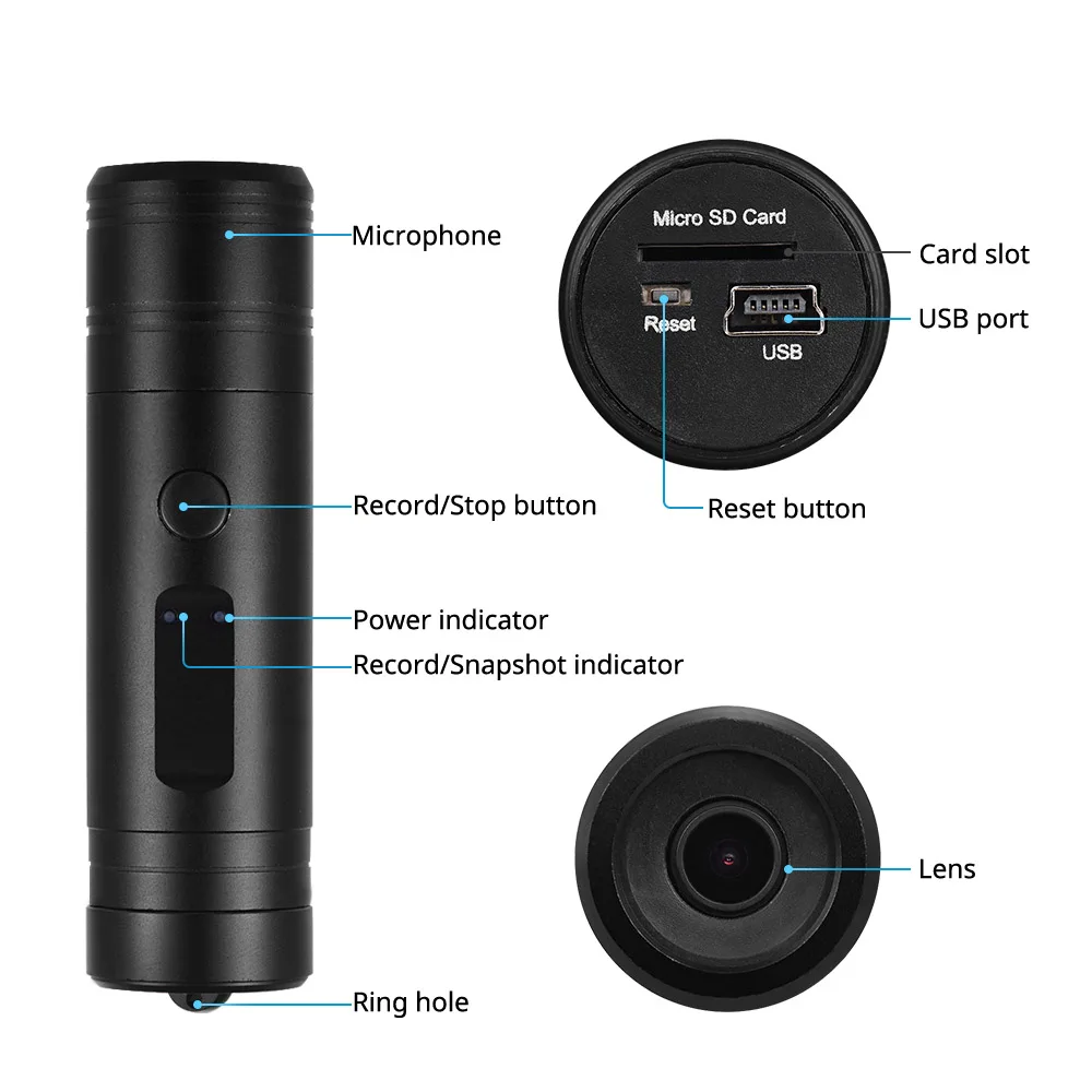 2MP 1080P алюминиевая мини камера камкордер велосипедный шлем водостойкий Открытый