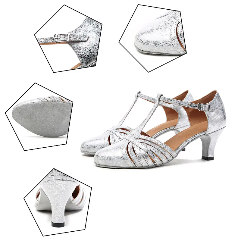 HROYL Modern Dance-Shoes Girls for Women Ladies Ballroom Latin Tango Dancing Shoes Closed Toe Shoe Salsa Practice Sandals