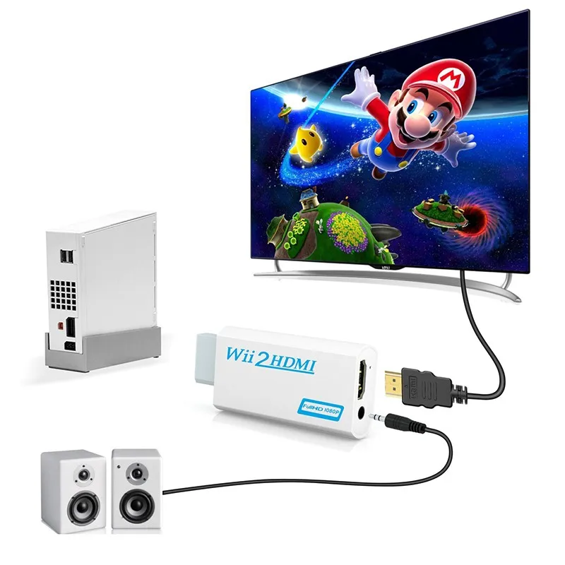 

Full HD 1080P Wii To HDMI Converter Adapter Wii2HDMI Converter 3.5mm Audio for PC HDTV Monitor Display