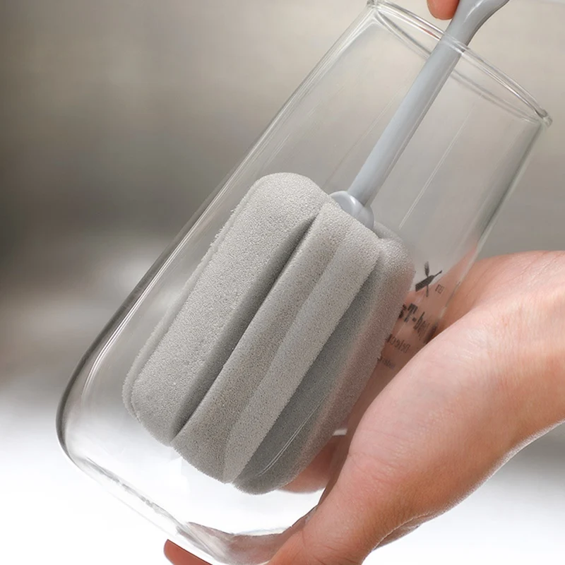 

Silicone Glass Cleaning Brush Long Handle Cup Brush Household Tea Wash Cup Sponge Brush for Kitchen