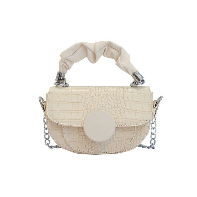 

Retro PU Leather Crocodile pattern Saddle Bags For Women 2020 Small Chain Crossbody Bags Lady Totes Female Shoulder Handbags