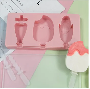 

Silicone Ice Cream Mold DIY Homemade Popsicle Molds Freezer Juice Strawberry Watermelon Shape Creative Ice Cube Tray Popsicle Ba