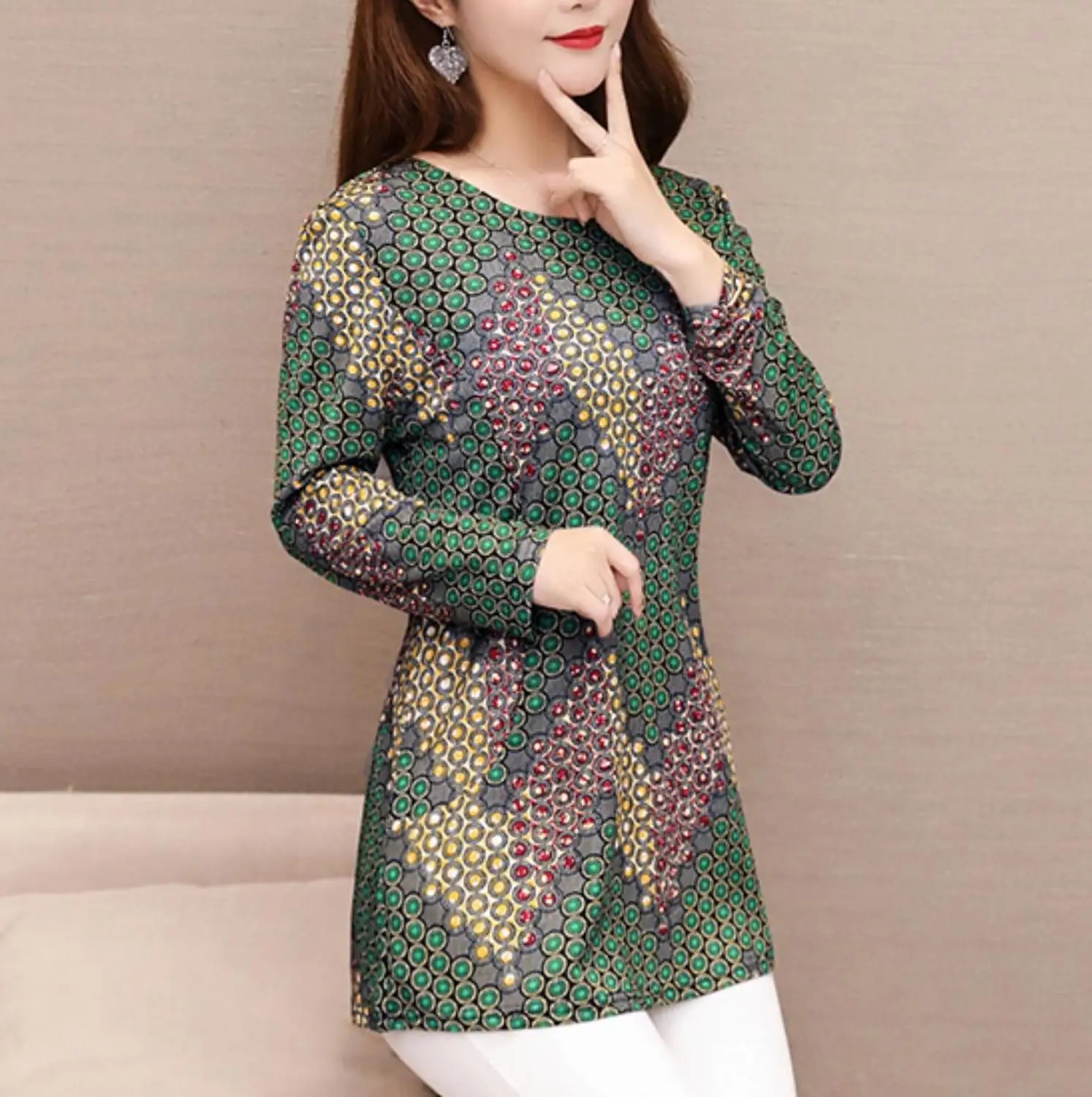 Женская Цветочная блузка с бриллиантами новинка 2020 элегантная повседневная