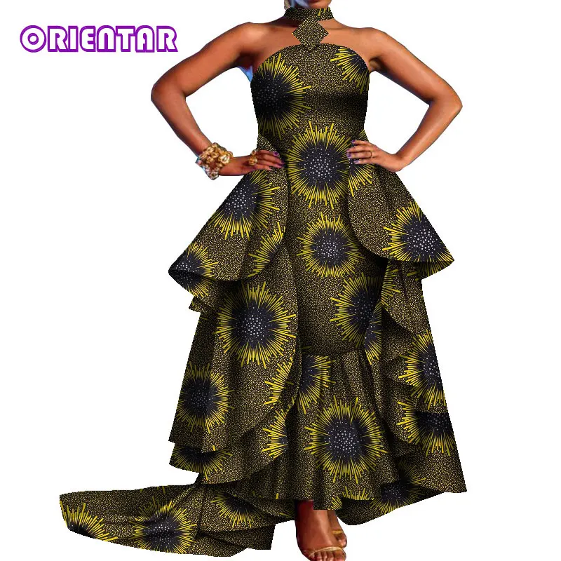 African Dresses for Women 2020 Party African Print Floor Length Dress Off Shoulder Dashiki Ladies African Dress Plus Size WY8263