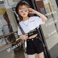 summer fashionable girls clothes three piece sets sweatshirt short t shirt skinny vest shorts letters printed 3 13y girls suits