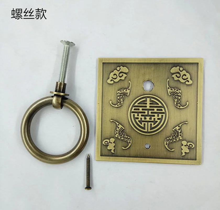 Antique Chinese Squar Handles Bronze Cabinet Drawer Knobs Knocker Retro Brass Kitchen Knob Pull 6x6cm Door Ring Handle | Обустройство