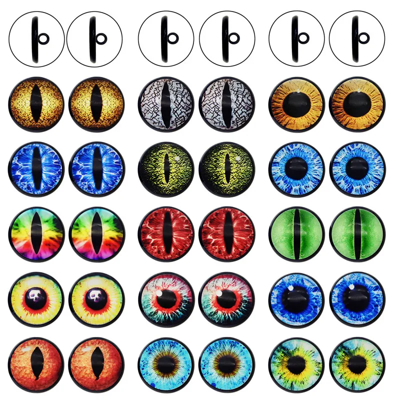 

Julie Wang 10PCS 8-30mm Demon Eye Buttons Glass Cat Animal Eyes Cabochons Toy Doll Eyeball Jewelry Making Sewing Accessory