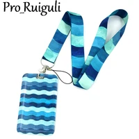 blue water ripple lines key lanyard car keychain id card pass gym mobile phone badge kids key ring holder jewelry decorations