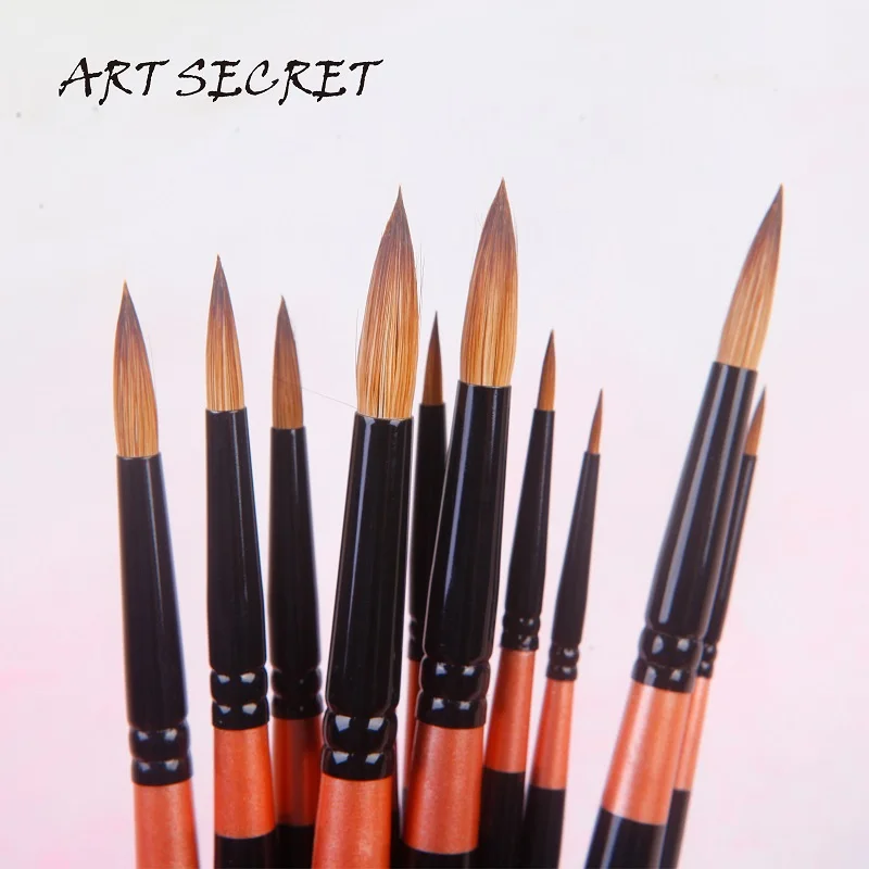 

ArtSecret New Artist Watercolor Brush 789R Red Sable Mixed Hair Black Brass Ferrule Acrylic Painting for Detailing Art Supplies