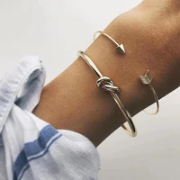 fashion personality ladies bracelet simple arrow knotted open alloy bracelet two piece set 2021 fashion trend new party gift