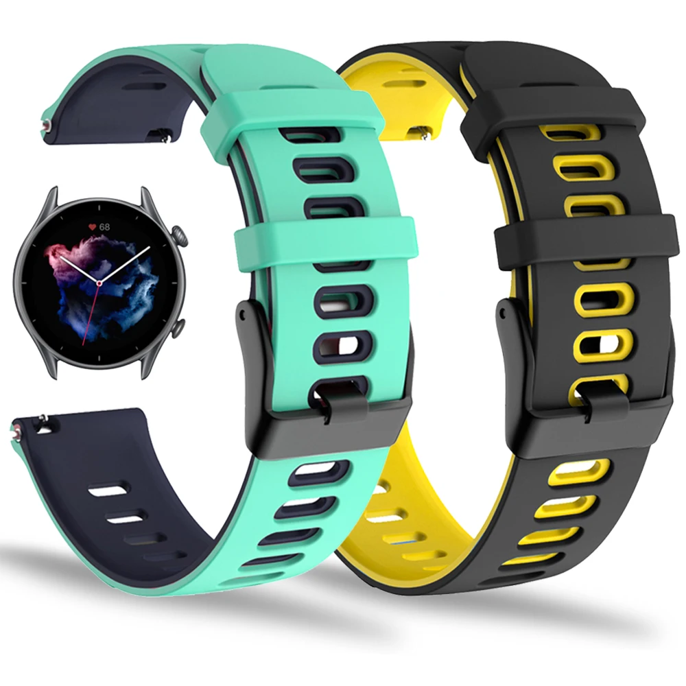 

Ремешок силиконовый для Huami Amazfit GTR 3 2 Pro, спортивный браслет для часов Amazfit GTR 42/47 мм GTS 3 2 Mini/Bip, 20 мм 22 мм