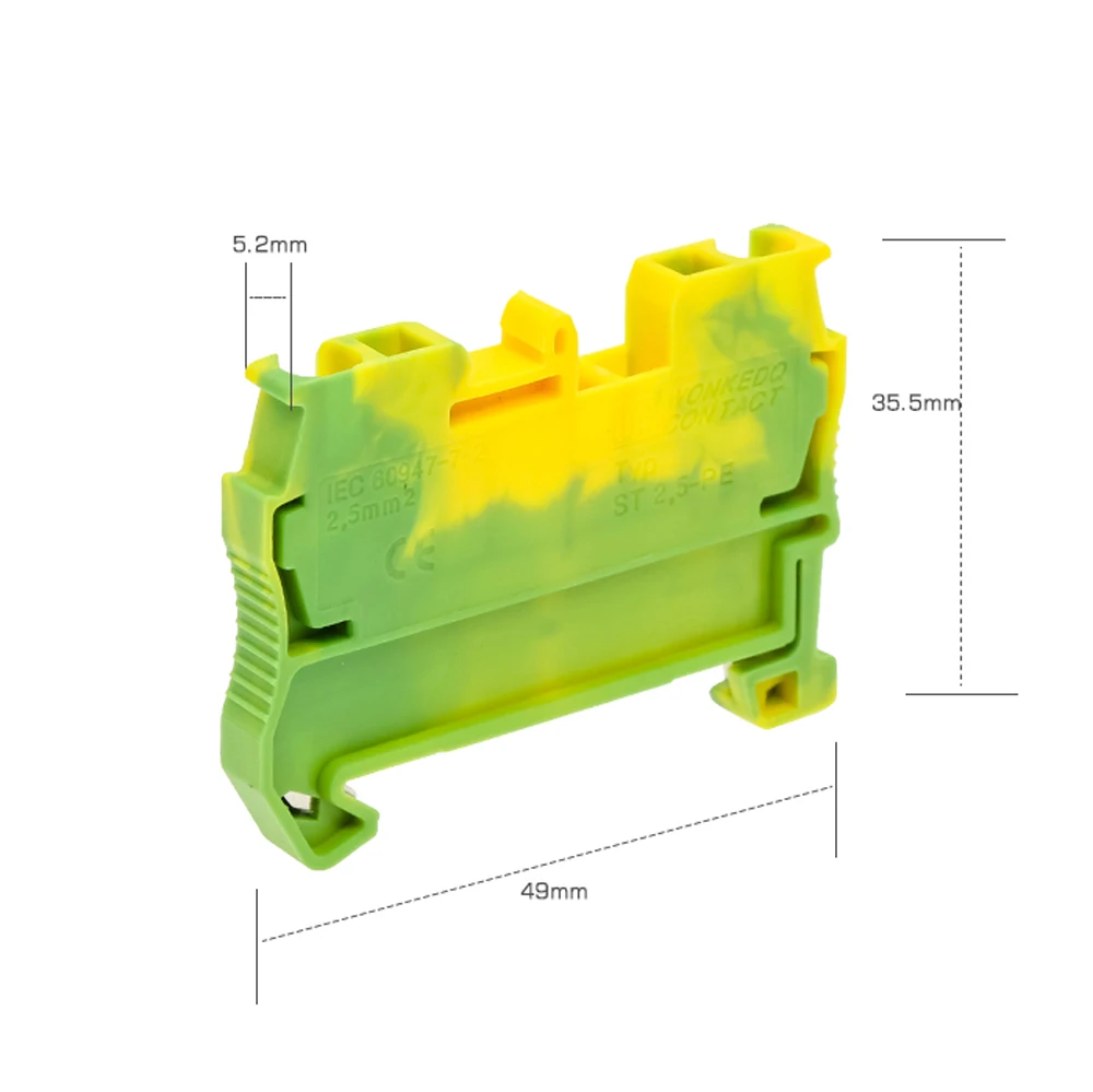 

PE Din Rail Terminal Blocks 10Pcs ST-2.5PE Connectors Return Pull Type Spring Cage Connection Ground Terminal Blocks Screwless
