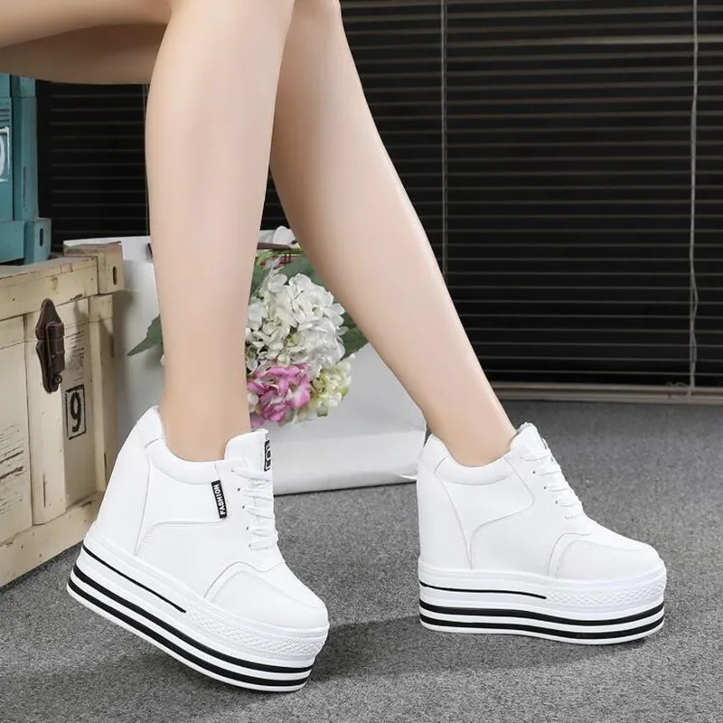 WGZNYN Super High Heels Chunky Sneakers Women Spring Thick Bottom Height Increasing Casual Shoes Woman Sneakers Zapatos De Mujer images - 6