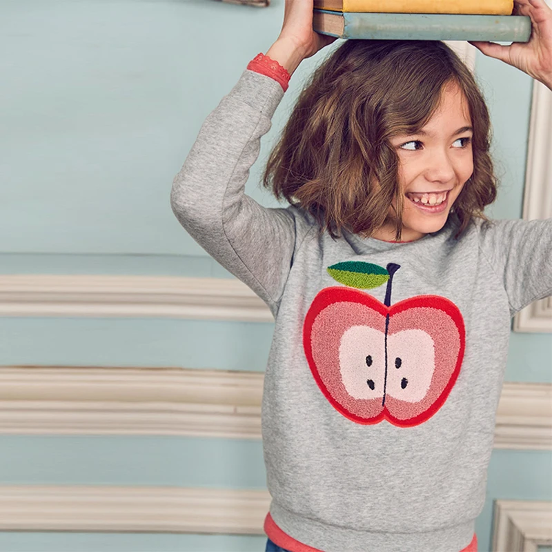 

Свитшот для девочек от 2 до 7 лет, из хлопка, с яблоками