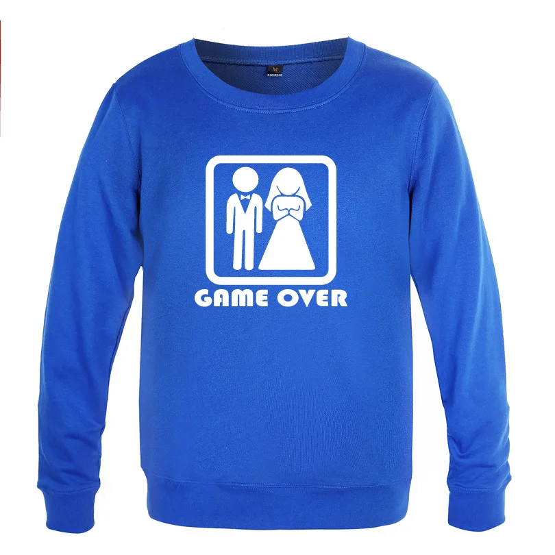 

GAME OVER Marriage Wedding Funny Sweatshirts Men Spring Autumn Long Sleeve O-Neck Pullover Man Hip Hop Streetwear Fitness Hoody