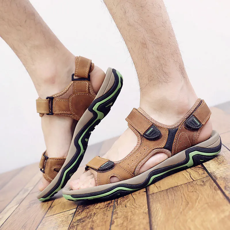 Новинка стильные летние мужские сандалии из натуральной кожи дышащие воловьей