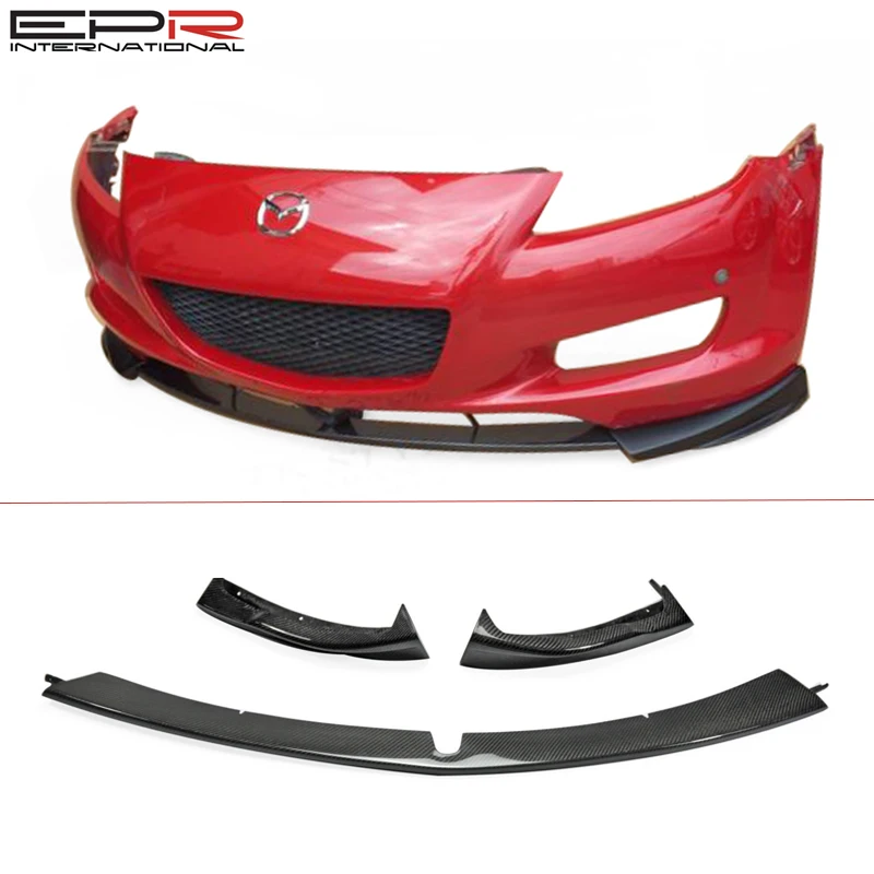 

Car Bodykits For RX8 Early Zenki 03-08 SE3P TK Style 3Pcs Front Lip Carbon Fiber Front Bumper Lip Splitter addon bar Trim