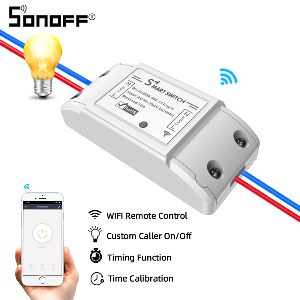 TISHRIC Tuya Wifi Smart Basic Switch 220V/Timer/Module Wireless Remote Home Work with Google Alexa | Электроника