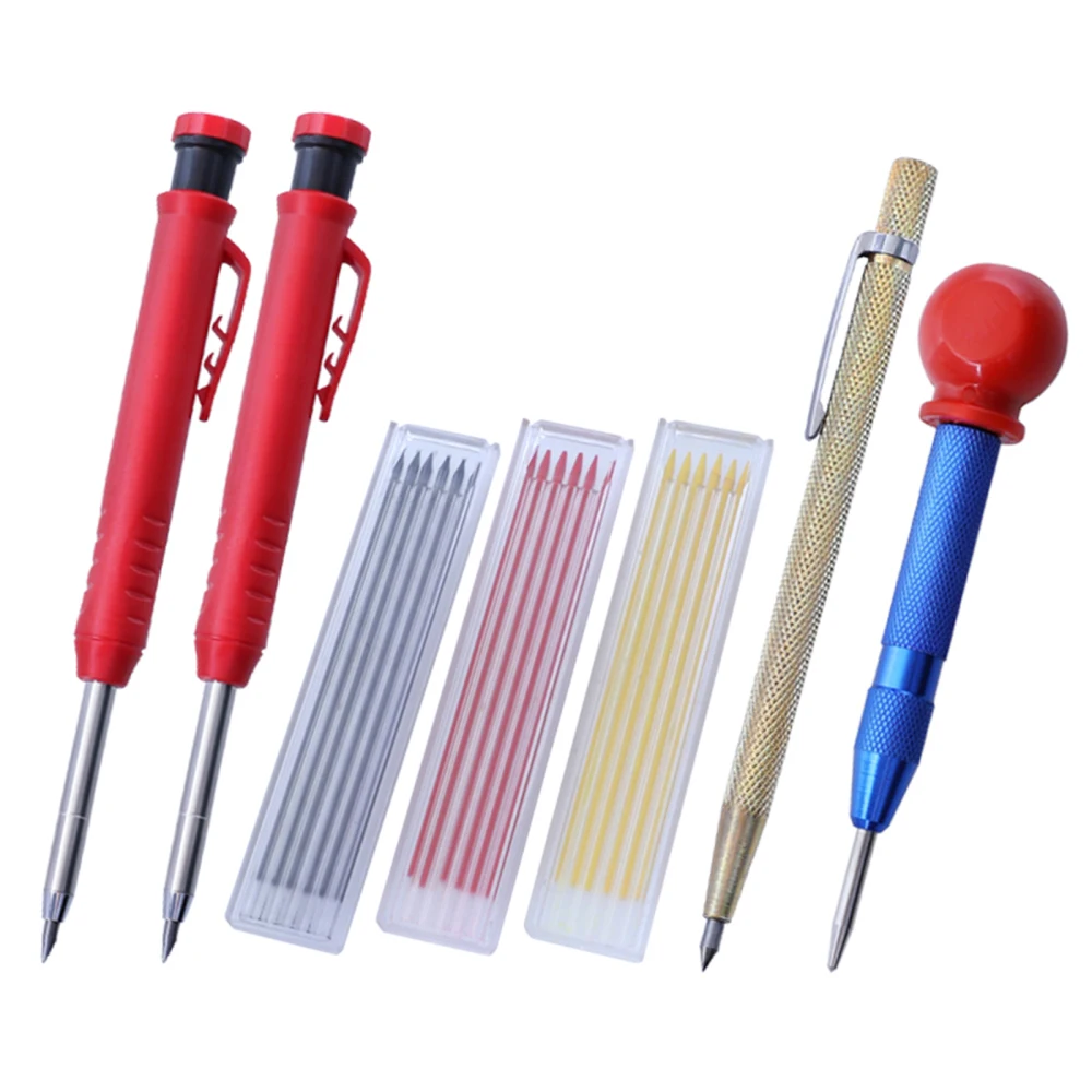 

Pencil Marker Woodwork Marking Note Number For Construction Graphite Home DIY Built-in Sharpener 7pcs/set With 7 Refill Leads